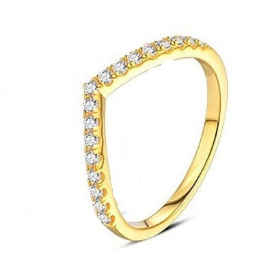 18k gold plated v shape ring Holloway Jewellery Moissanite Ring