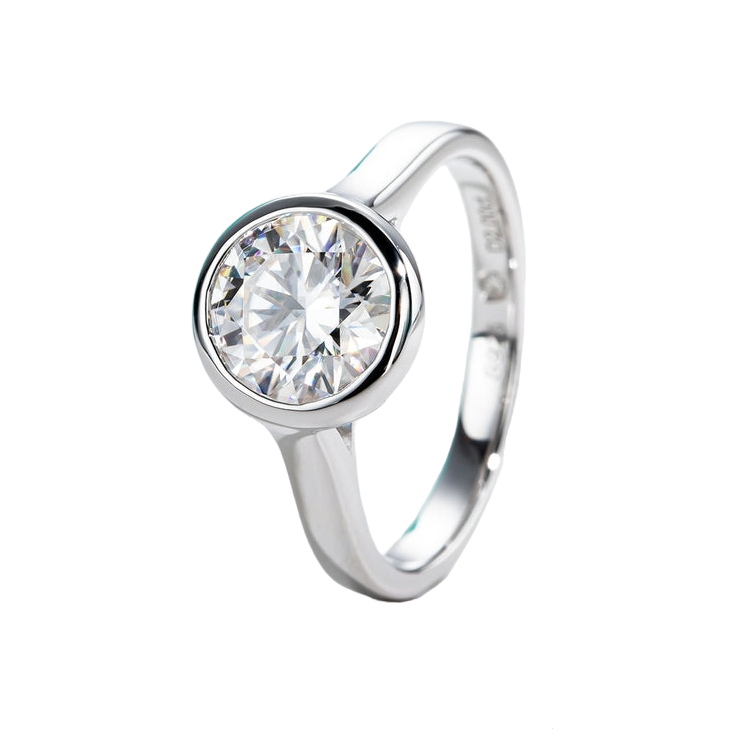 2ct moissanite solitaire diamond ring bezel setting
