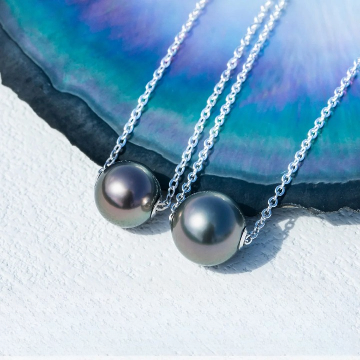 Sterling Silver Tahitian Black Pearl Necklace NZ