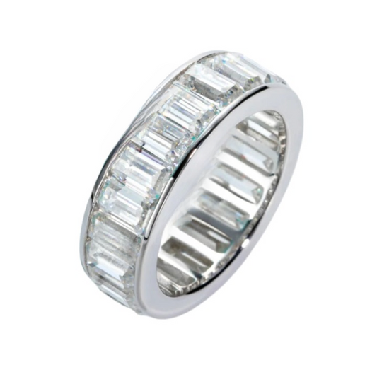 Holloway Jewellery Emerald Moissanite Diamond Eternity Ring Sterling Silver