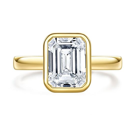 emerald cut ring bezel set gold colour ring Holloway Jewellery