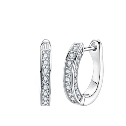 Moissanite Diamond Hoop Huggie Earrings Sterling Silver