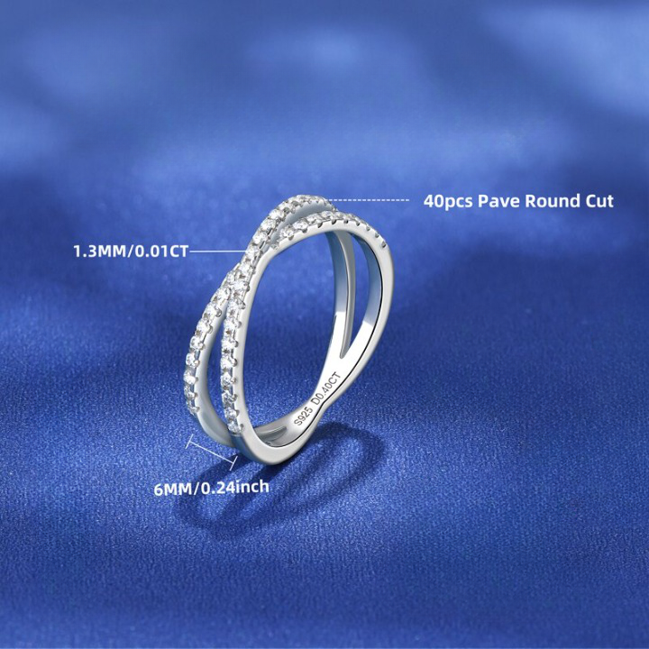 Cross Shape Moissanite Diamond Ring Half Eternity Band UK