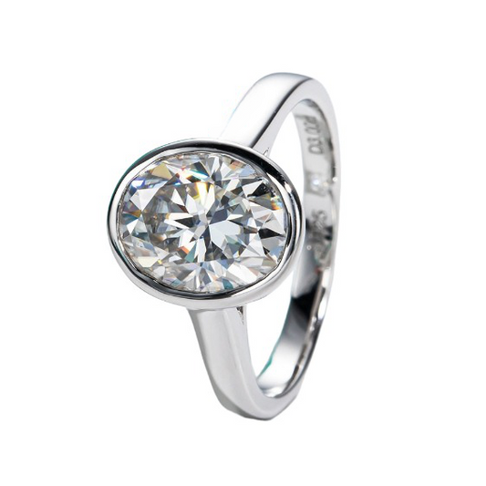 oval bezel set ring 3ct oval moissanite ring Holloway Jewellery