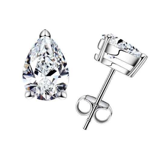 Pear Shape Moissanite Diamond Stud Earrings