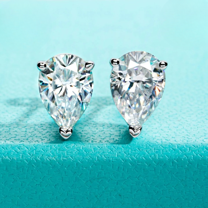 Holloway Jewellery NZ Pear Shape Moissanite Diamond Stud Earrings