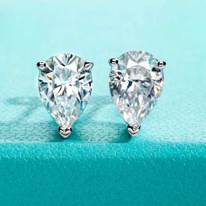 Holloway Jewellery NZ Pear Shape Moissanite Diamond Stud Earrings
