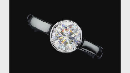 1ct / 2ct / 3ct Bezel Set Moissanite Diamond Solitaire Engagement Ring