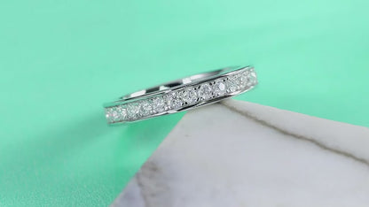 2.0mm Moissanite Diamond Eternity Ring Sterling Silver