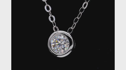 0.3ct Round Brilliant Moissanite Diamond Necklace Bezel Set Sterling Silver 18K Gold Plated 45cm Chain