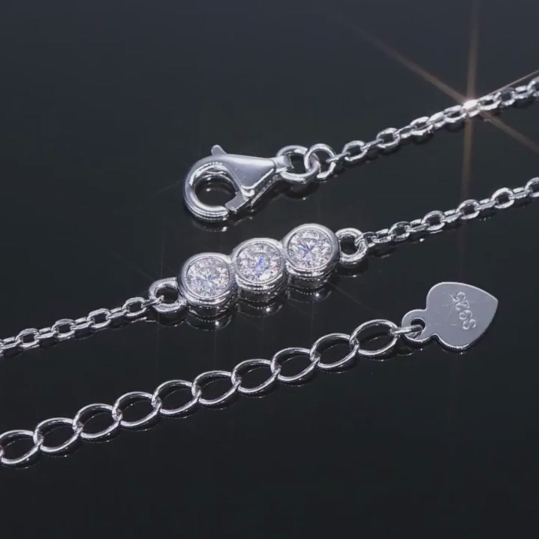 Holloway Jewellery 3 stone moissanite bracelet womens 