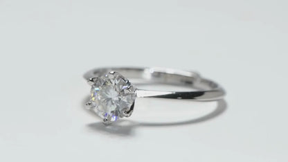 1 Carat Moissanite Solitaire Engagement Ring 925 Sterling Silver