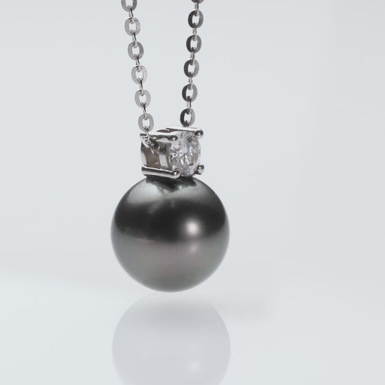 Holloway Jewellery Black Pearl Moissanite Diamond Necklace Free Shipping UK