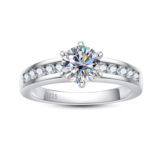 1 Carat Moissanite Diamond Engagement Ring Sterling Silver