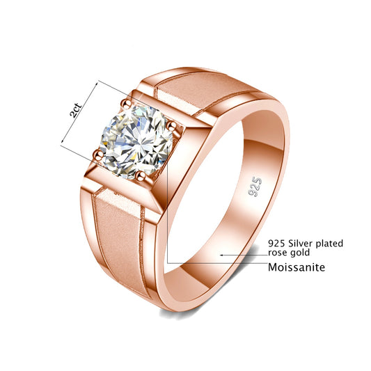 Mens Moissanite Diamond Sterling Silver Engagement Ring UK