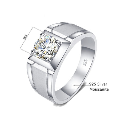 Mens Moissanite Diamond Sterling Silver White Gold Plated Engagement Ring New Zealand