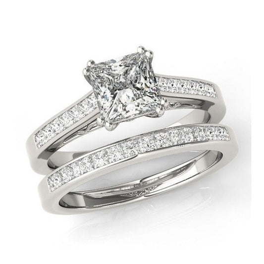 1.2 Ct Princess Cut Moissanite Diamond Ring Set Sterling Silver UK