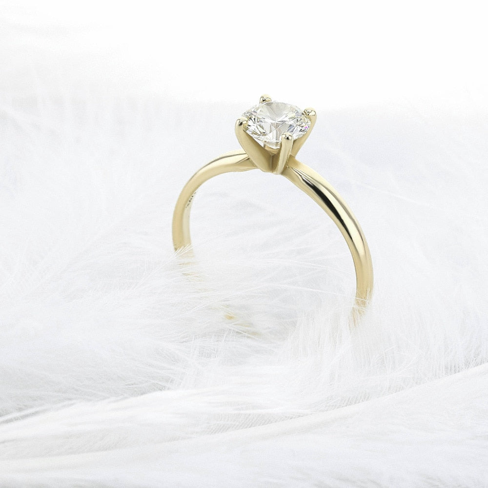 Moissanite Diamond Solitaire Gold Engagement Ring