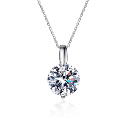 Womens Moissanite Solitaire Diamond Sterling Silver Pendant Necklace