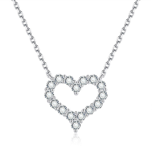 Heart Moissanite Diamond Necklace Sterling Silver Pendant