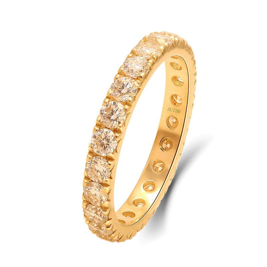 2mm Moissanite Diamond Wedding Ring 10K 14K 18K Yellow Gold