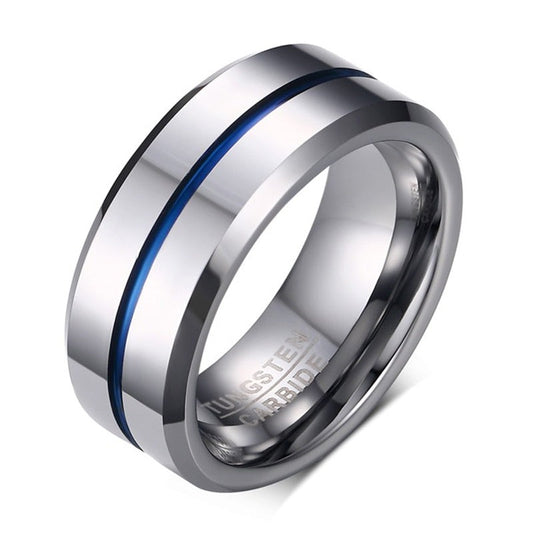 Tungsten Carbide Groove Mens Ring Wedding Band