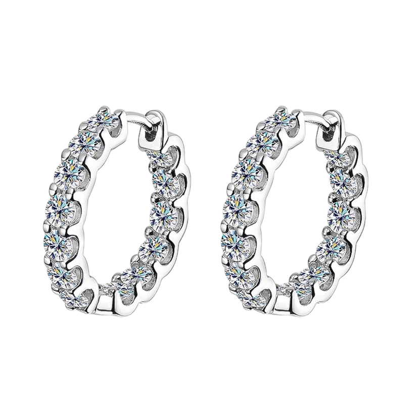 Moissanite Diamond Sparkling Hoop 925 Sterling Silver Earrings USA