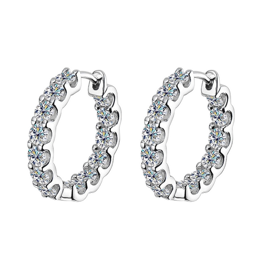 Moissanite Diamond Sparkling Hoop 925 Sterling Silver Earrings USA