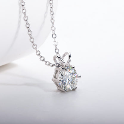 Womens Moissanite Diamond Sterling Silver Pendant Necklace UK