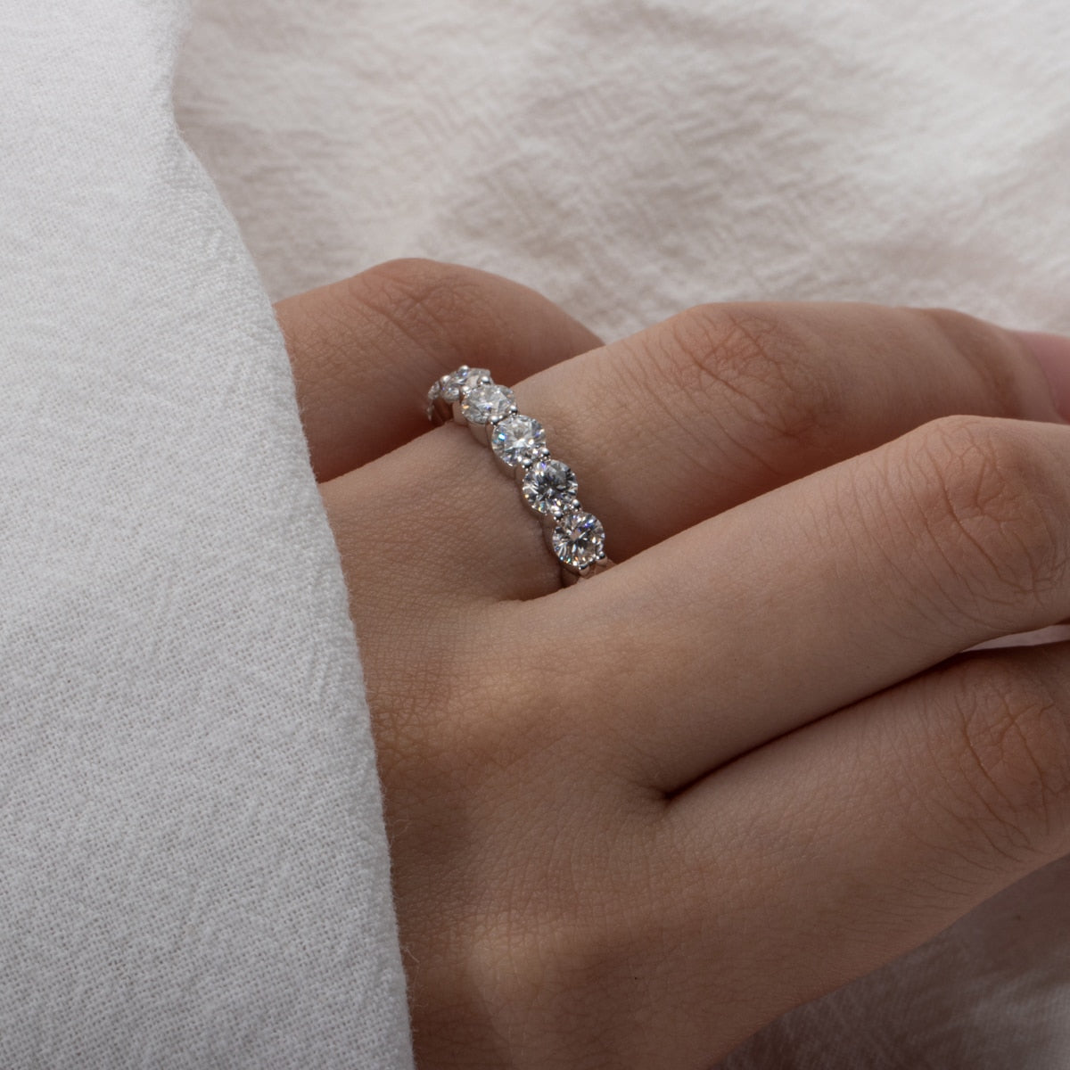 Moissanite Diamond Sterling Silver Engagement Ring UK
