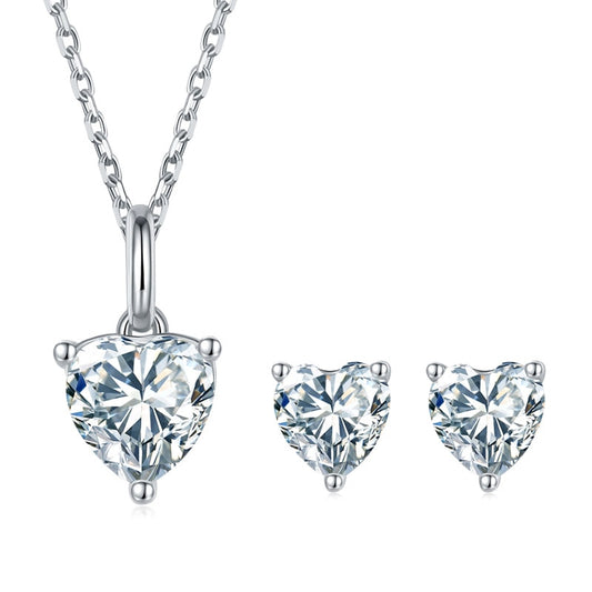 heart shape diamond pendant and earrings set Moissanite AU Holloway Jewellery