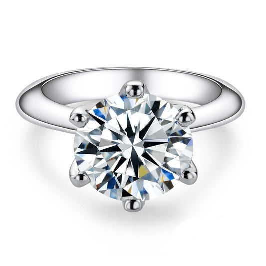1ct 2ct 3ct or 5ct Classic Solitaire Engagement Ring Moissanite Diamond 925 Sterling Silver 18K Gold Plated