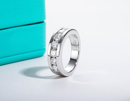 Mens Moissanite Diamond Sterling Silver Wedding Ring UK