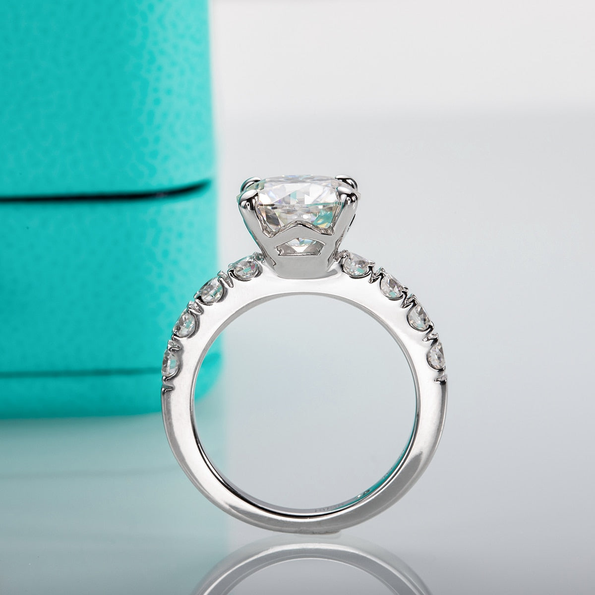 4.3cttw Moissanite Diamond 925 Sterling Silver Engagement Ring UK