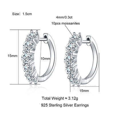 Womens Moissanite Sterling Silver Earrings UK