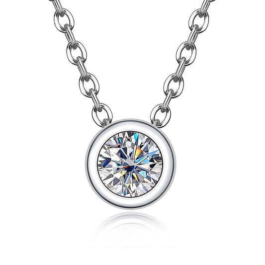 Moissanite Round Brilliant 18K Gold Plated 45cm Sterling Silver Necklace