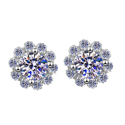 Halo Flower Moissanite Diamond Earrings