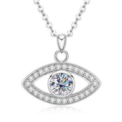 1ct Moissanite Diamond Lucky Evil Eye Protection Necklace Sterling Silver Pendant NZ