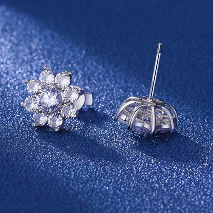 Moissanite Diamond Sterling Silver Stud Earrings