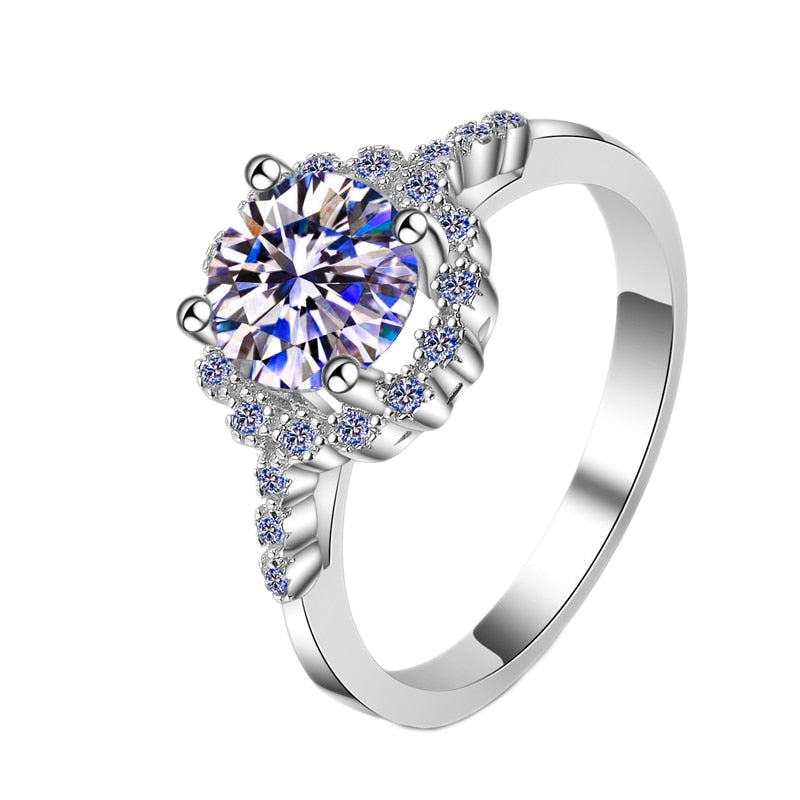Halo Flower Moissanite Diamond Ring