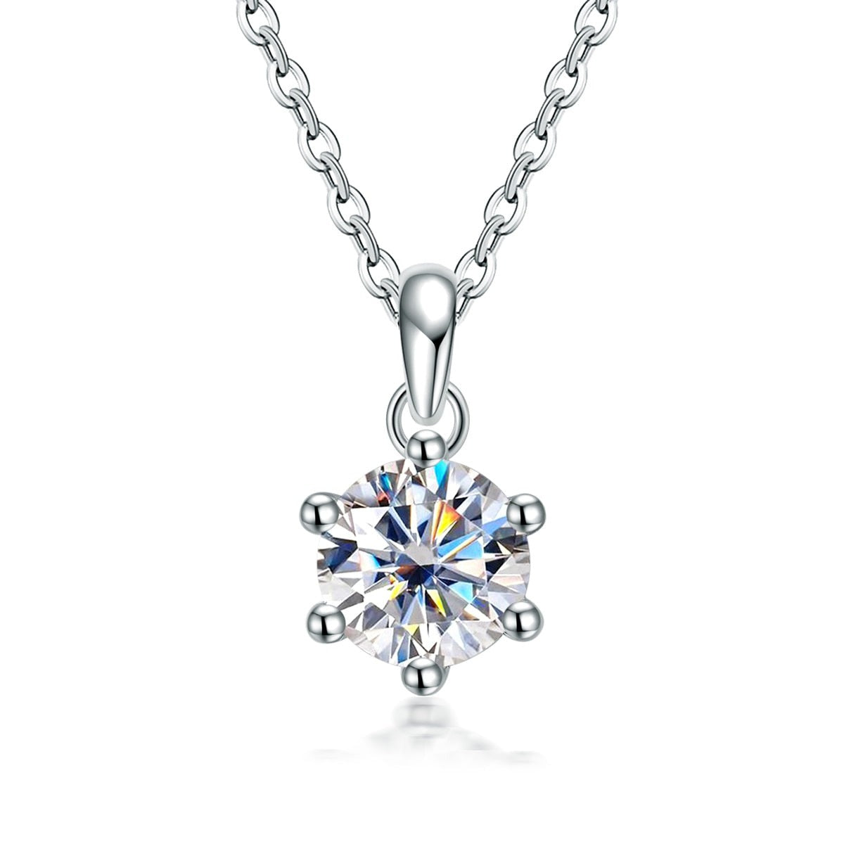 1 Carat Moissanite Diamond Necklace Pendant Sterling Silver UK