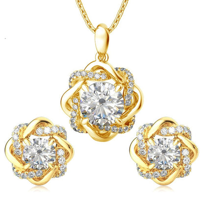Moissanite Diamond Necklace Earrings Jewellery Set UK