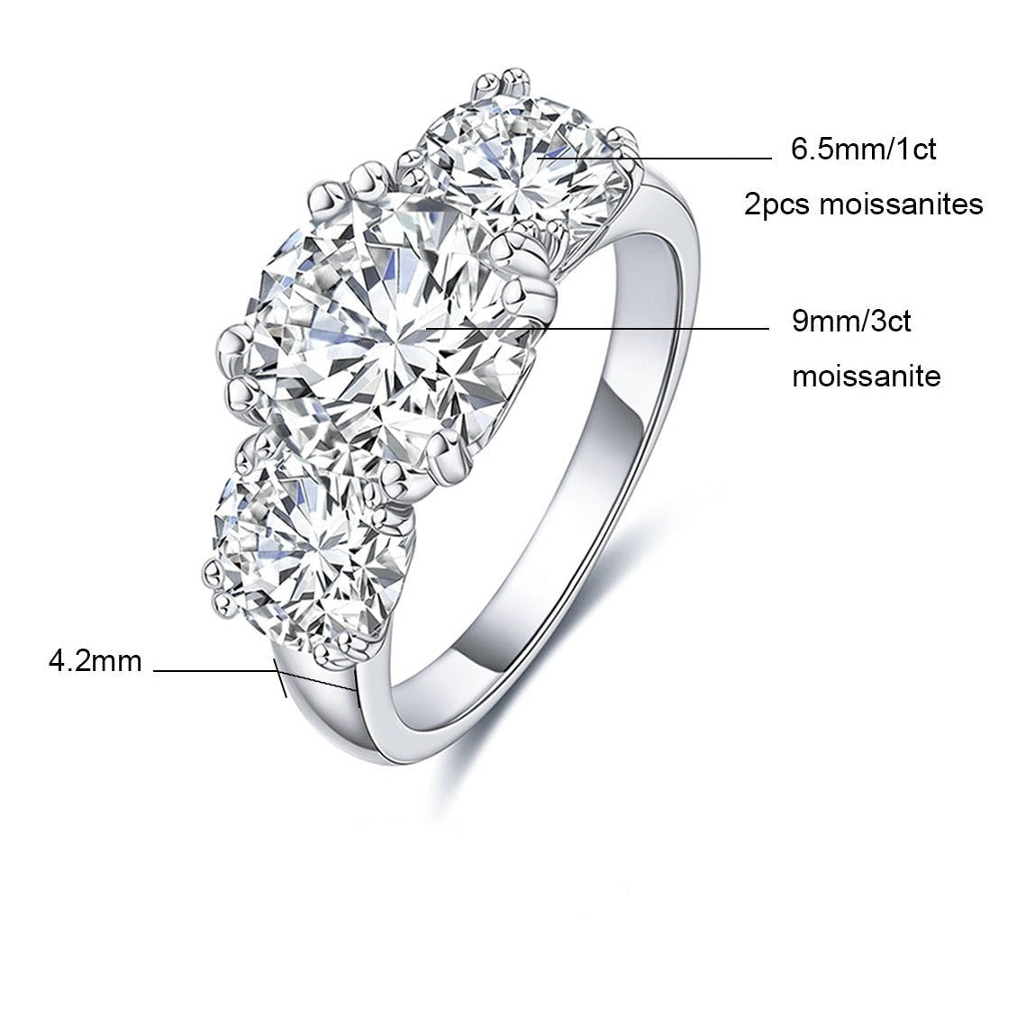 three stone moissanite diamond ring usa Holloway Jewellery