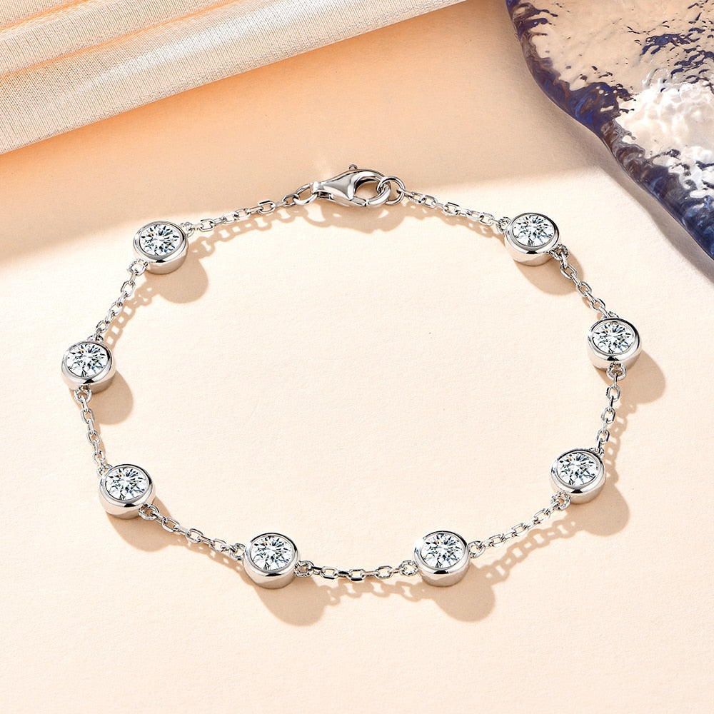 Bezel Set Moissanite Diamond Bracelet UK