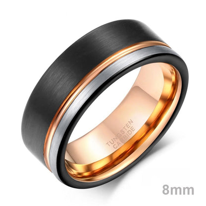 8mm Black rose gold tungsten ring mens rings Holloway Jewellery