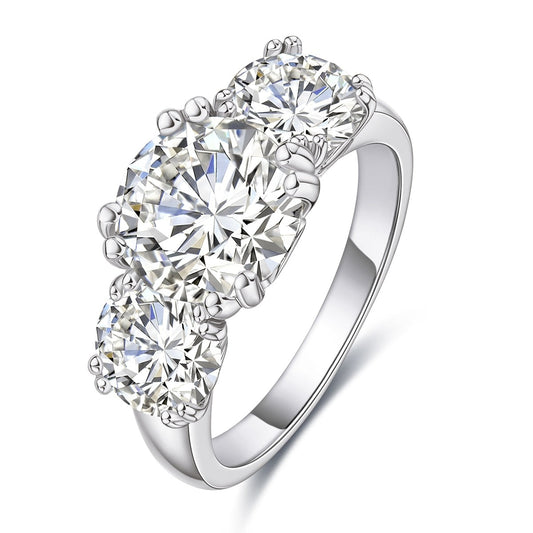 Moissanite Three Stone Engagement Ring 925 Silver Rings 18K Gold Plated Holloway Jewellery