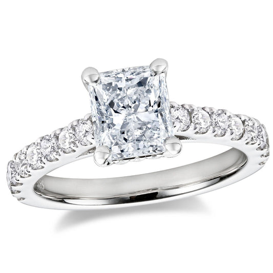 1.5 Carat Radiant Cut Moissanite Sterling Silver Engagement Ring