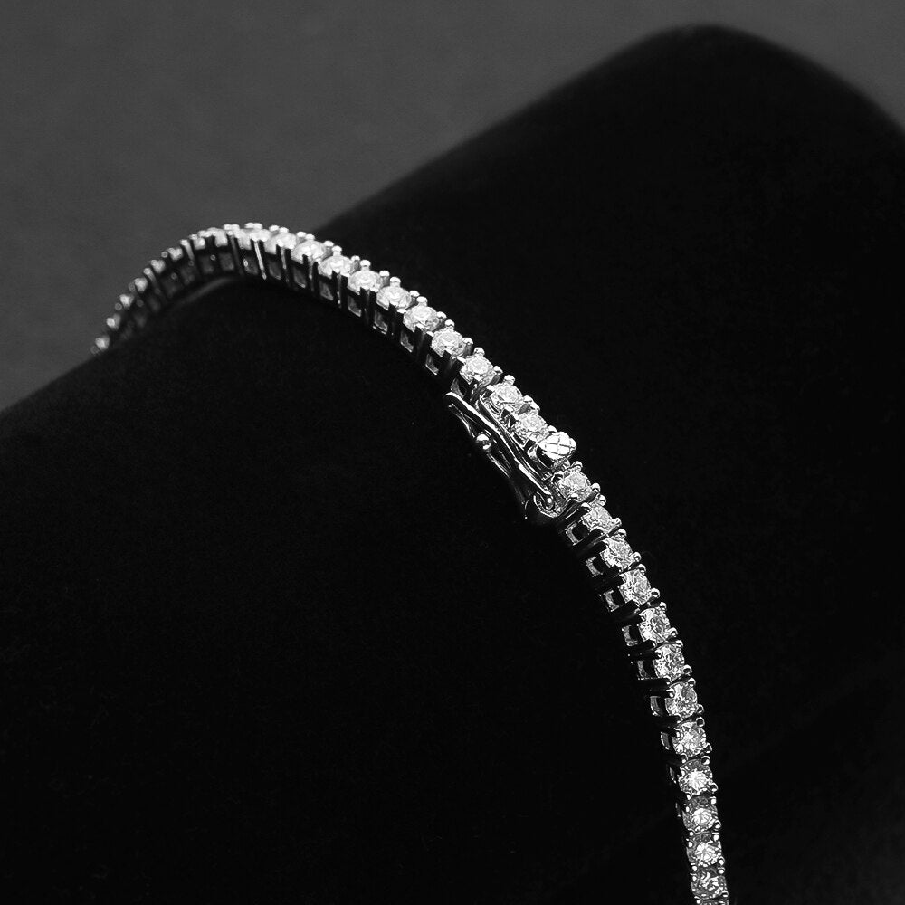 Mens Moissanite Diamond Tennis Sterling Silver Necklace 