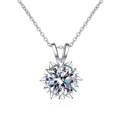 Moissanite Diamond Snowflake Pendant Necklace