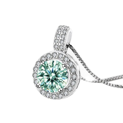 Green Moissanite Diamond Sterling Silver Necklace